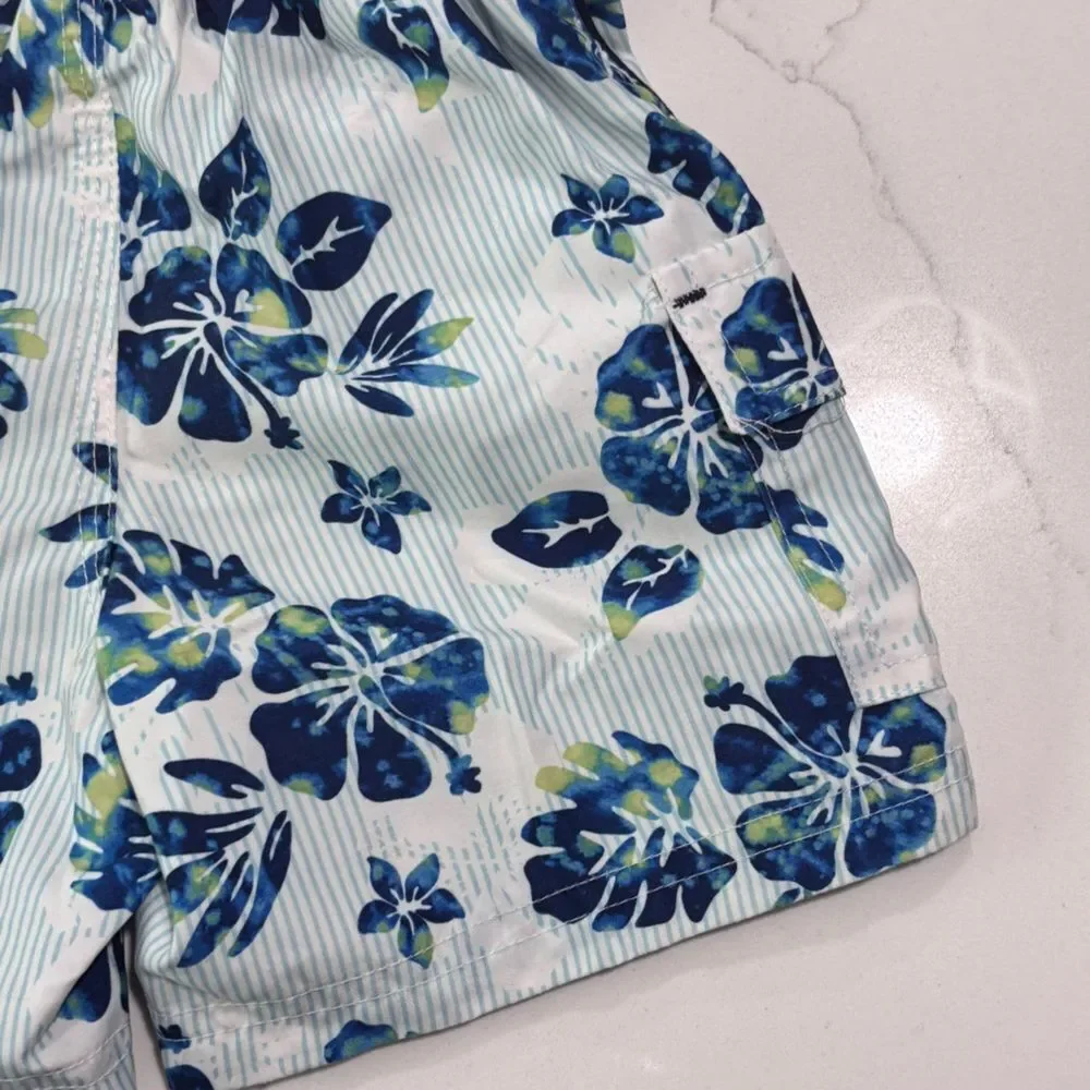 Carter’s Infant Boys Blue Tropical Floral Swim Shorts Trunks 9 Months Hawaiian